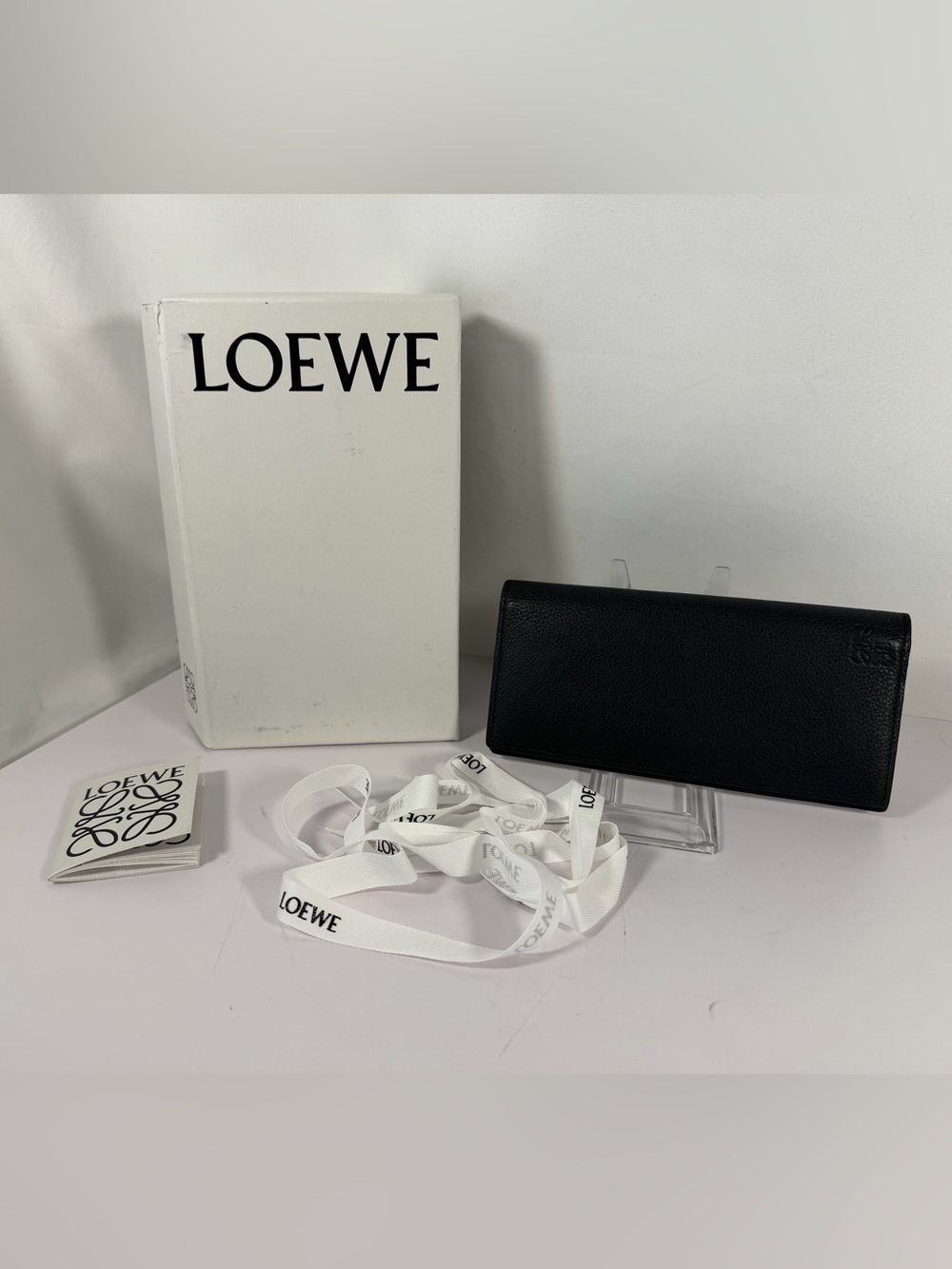 LOEWE Long Horizontal Black Leather Continental Wallet Anagram Box